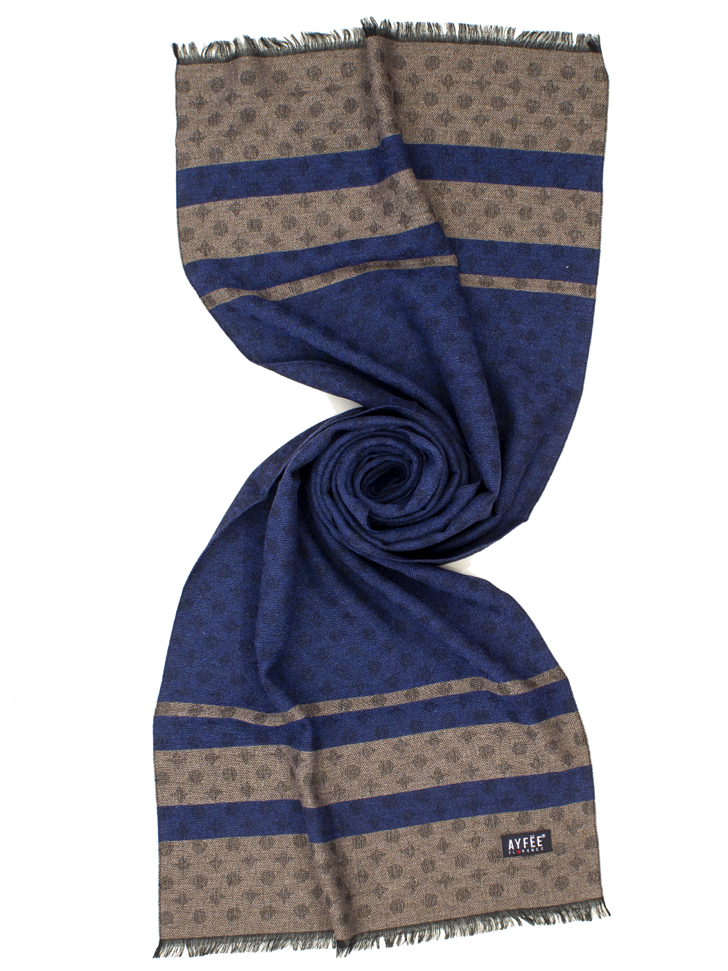 STOLA UOMO MIX POIS, 27%VI 27%PL 23%MD 15%WO 8%WS, CM60X190, MADE IN ITALY         - BLUE